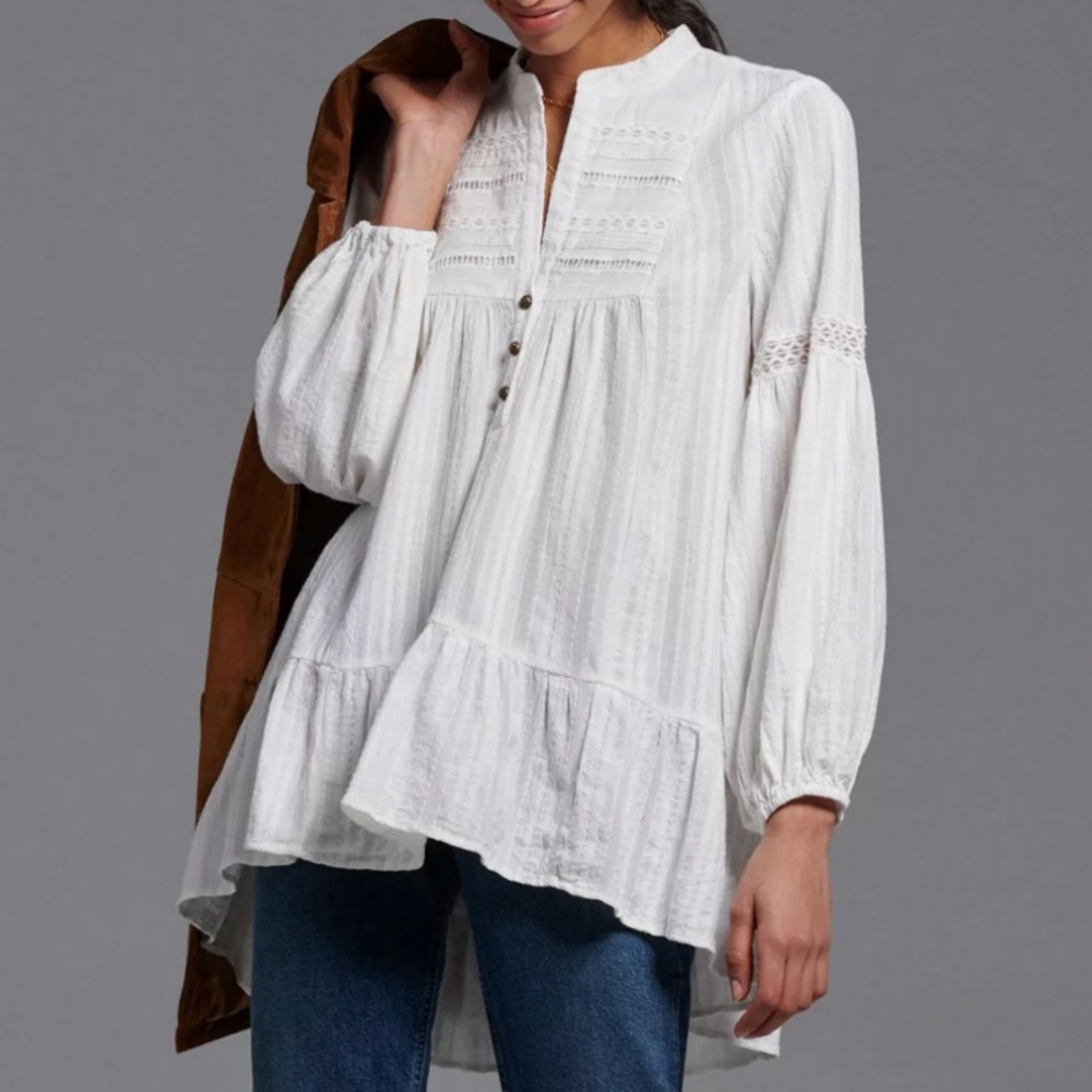 Anthropologie Haley Embroidered Lace Tunic